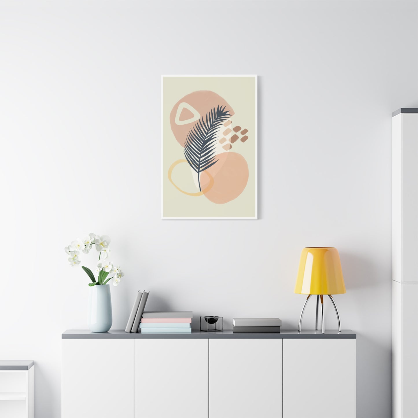 Pink Minimal Flower Art Set 1.2 - Matte Canvas Decor with Minimalist Leaf Design