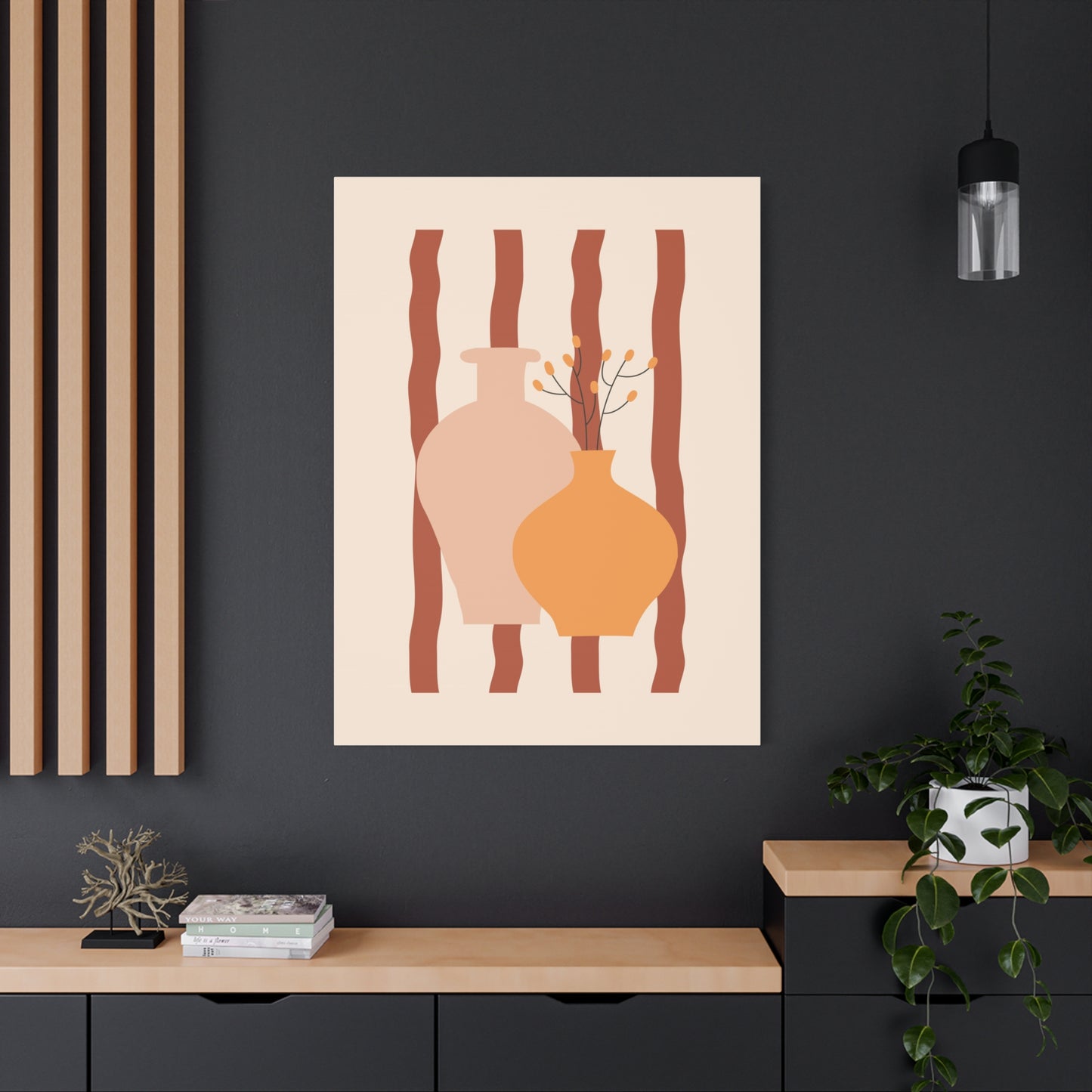 Petal Village Art 1.1 - Matte Canvas Decor with Minimalist Leaf Design