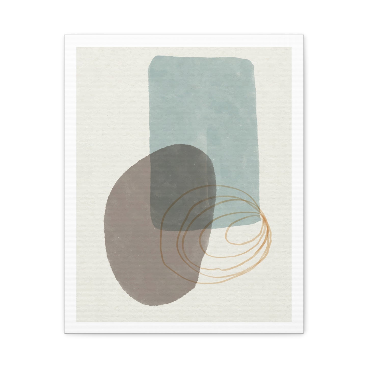 Blue Tone Watercolor Brush Art Set 1.1 - Matte Canvas Decor with Minimalist Leaf Design