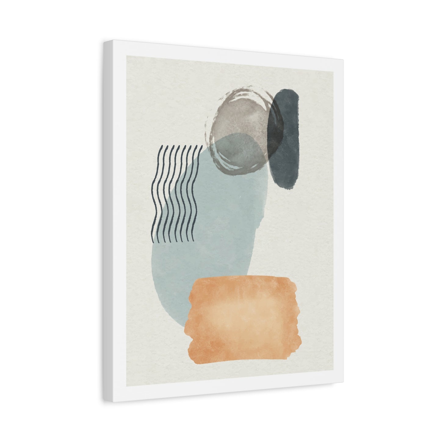 Blue Tone Watercolor Brush Art Set 1.2 - Matte Canvas Decor with Minimalist Leaf Design