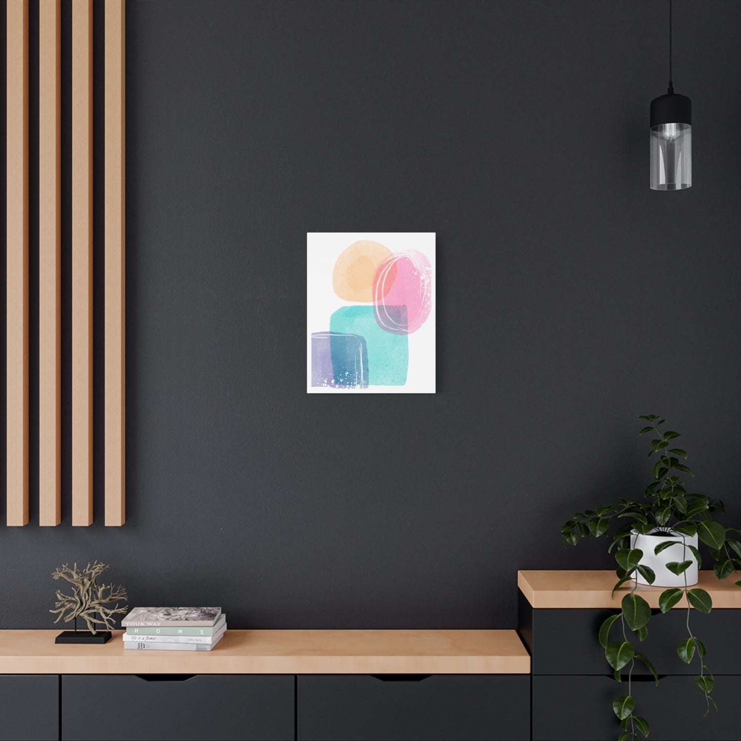 Soft Watercolor Color Set 1.1 - Matte Canvas Decor with Minimalist Leaf Design