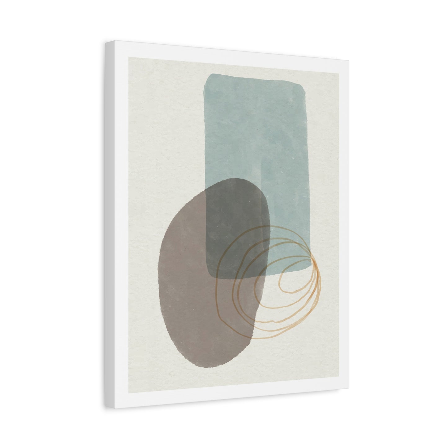 Blue Tone Watercolor Brush Art Set 1.1 - Matte Canvas Decor with Minimalist Leaf Design