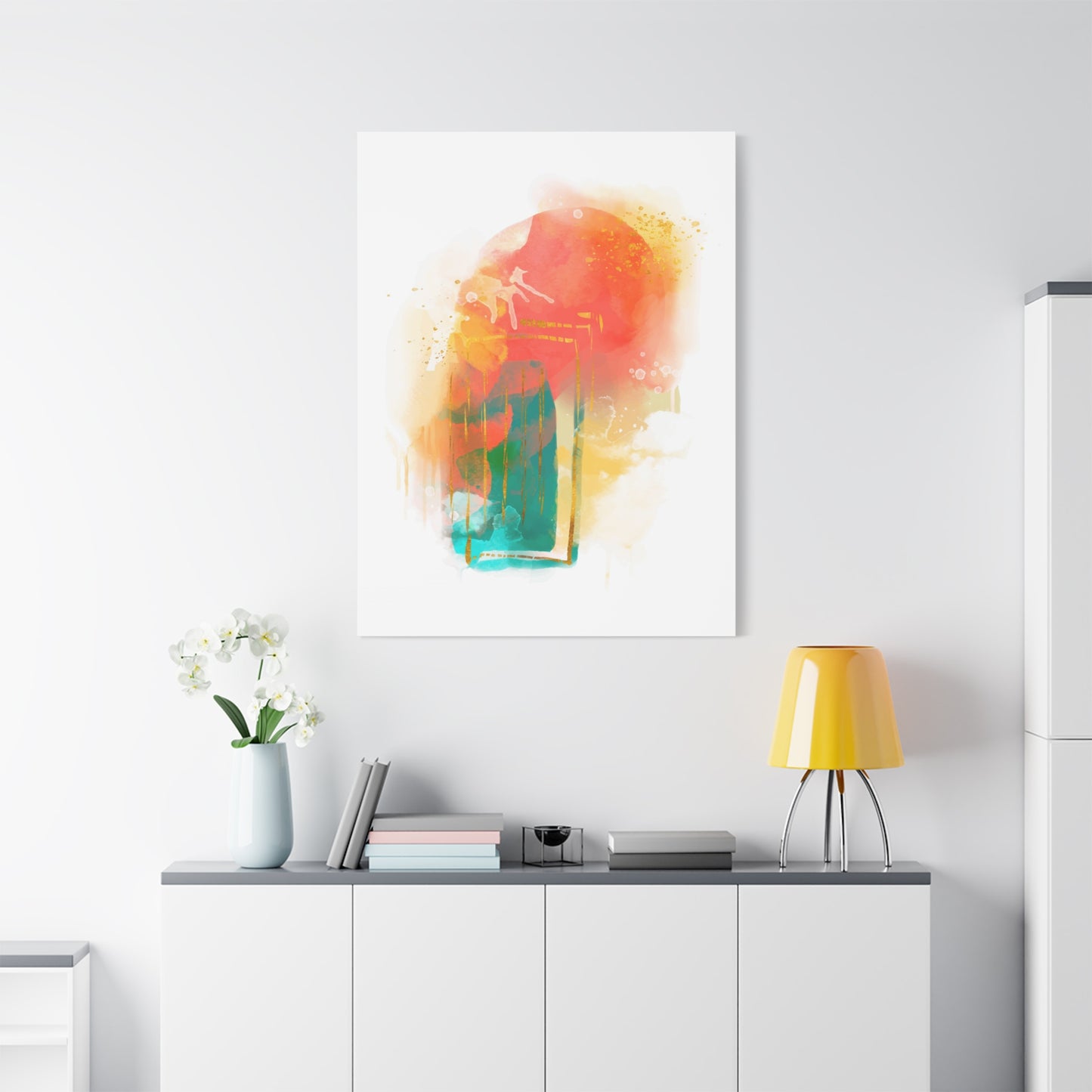 Watercolor Painting Set 1.3 - Matte Canvas Decor with Minimalist Leaf Design