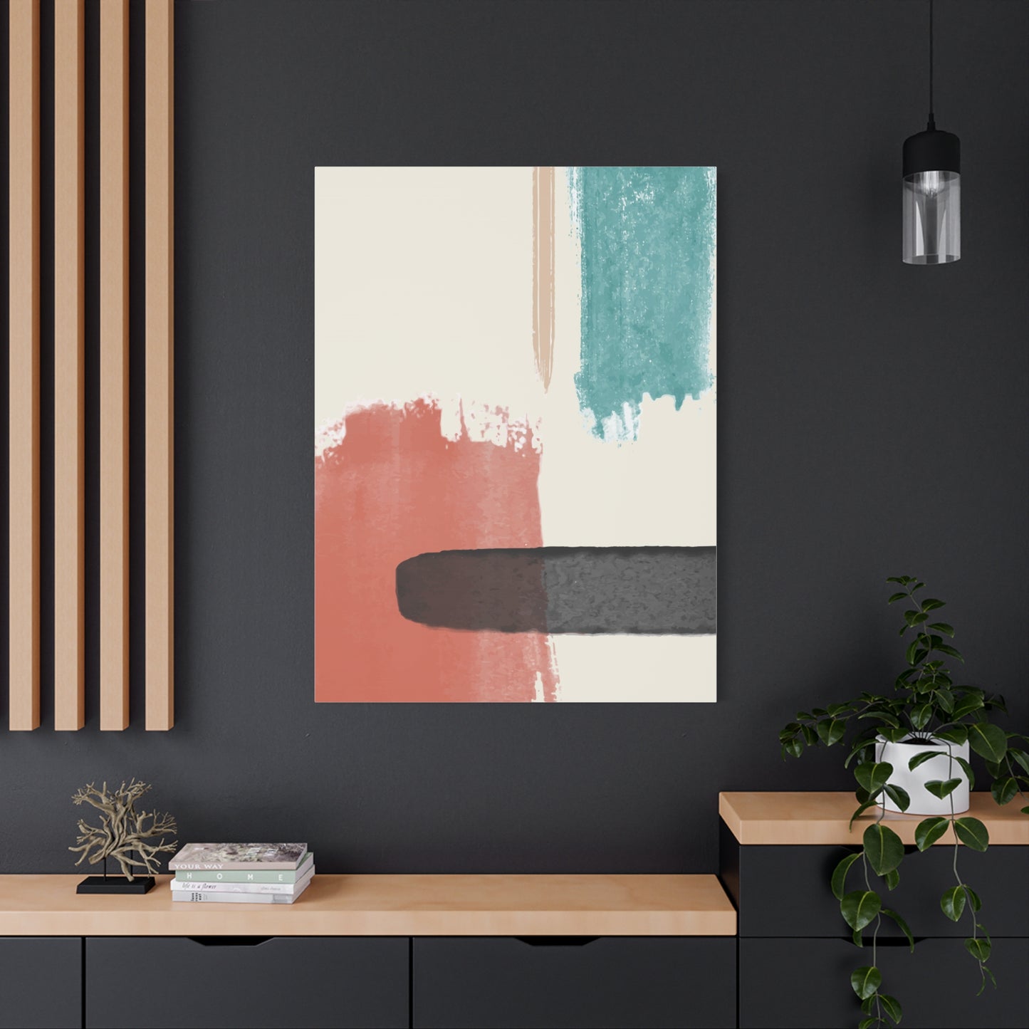 Soft Dune Palette Art 1.1 - Matte Canvas Decor with Minimalist Leaf Design
