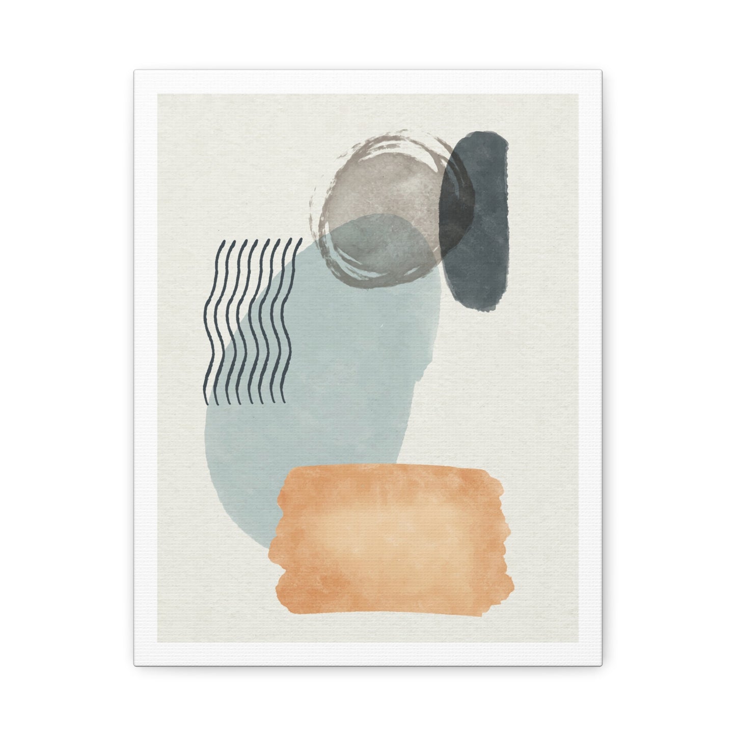 Blue Tone Watercolor Brush Art Set 1.2 - Matte Canvas Decor with Minimalist Leaf Design