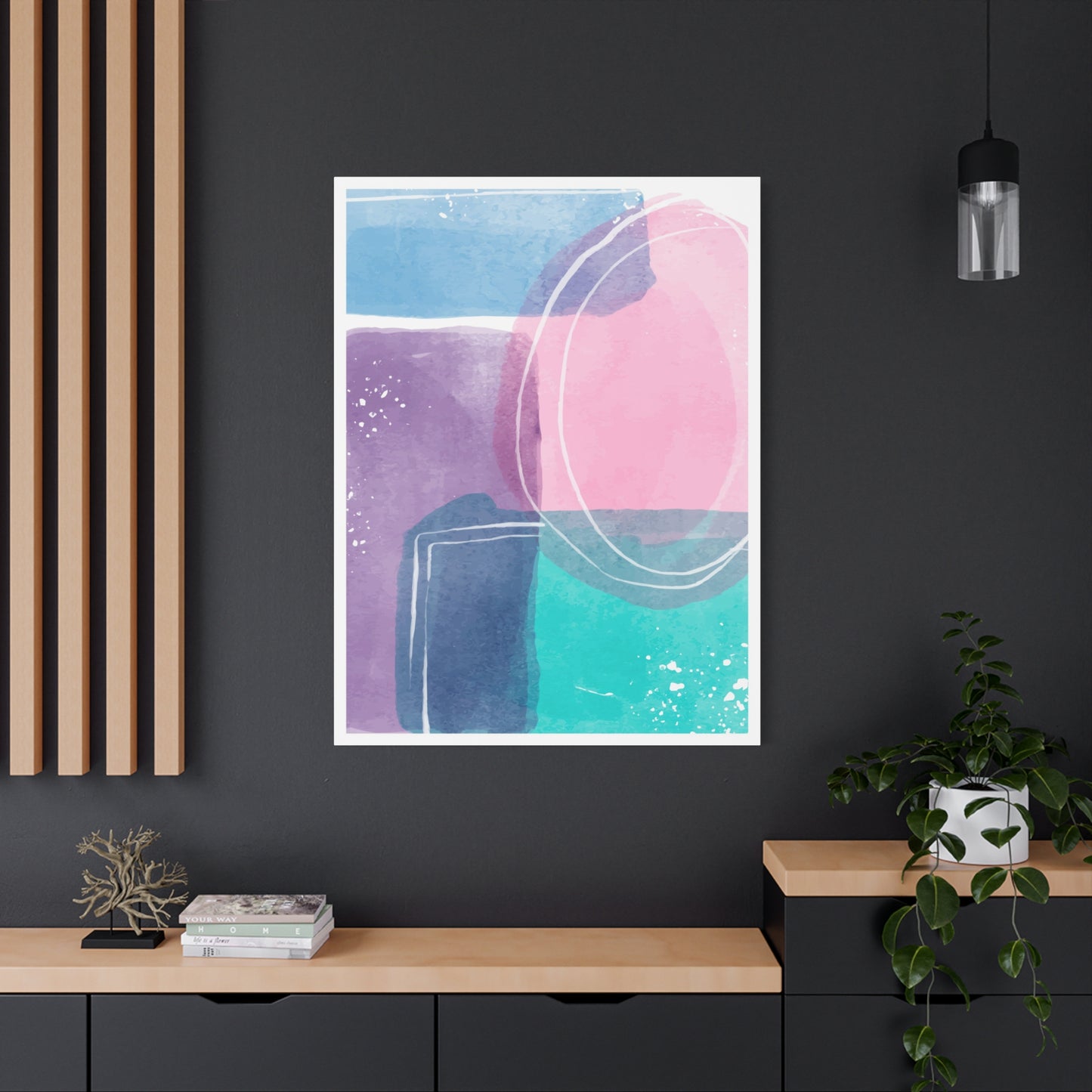 Soft Watercolor Color Art Set 1.2 - Matte Canvas Decor with Minimalist Leaf Design