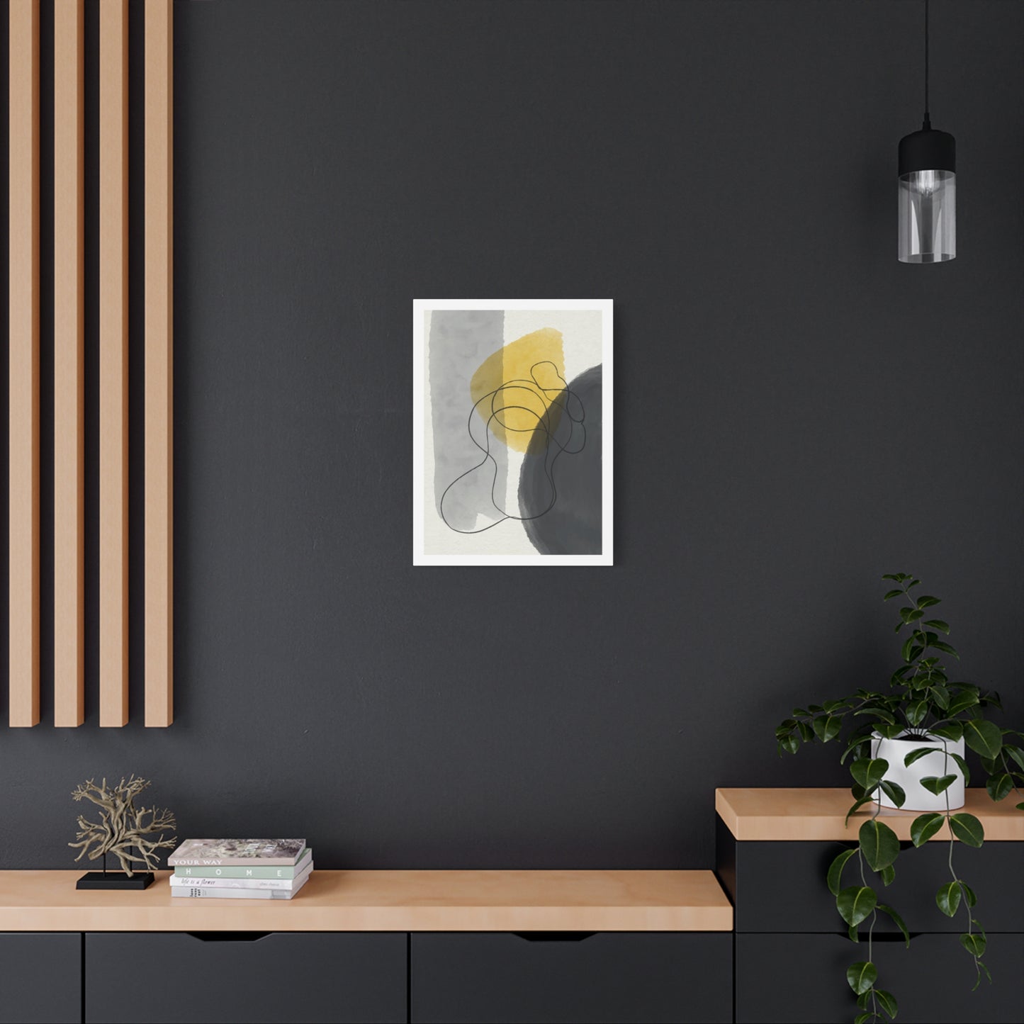 Gold Watercolor Wall Art Set 1.2 - Matte Canvas Decor with Minimalist Leaf Design