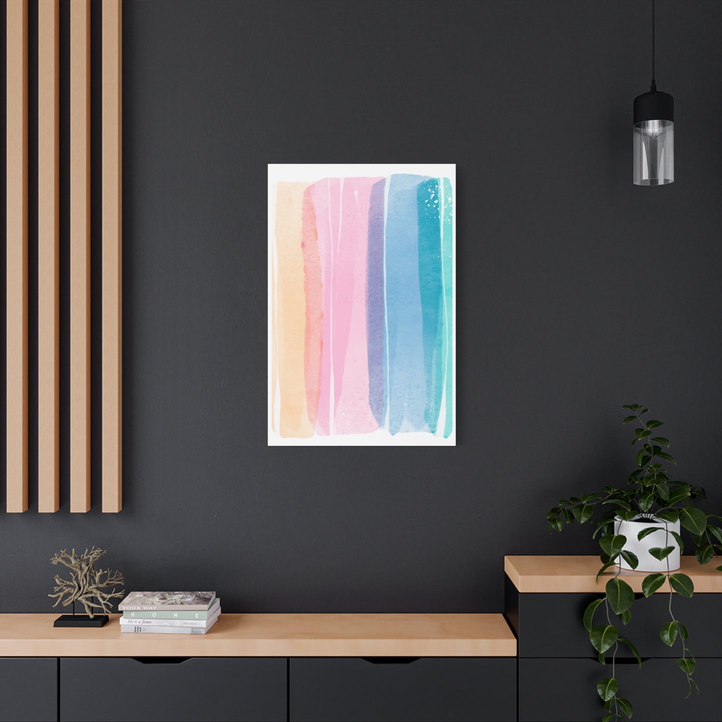Soft Watercolor Color Set 1.3- Matte Canvas Decor with Minimalist Leaf Design