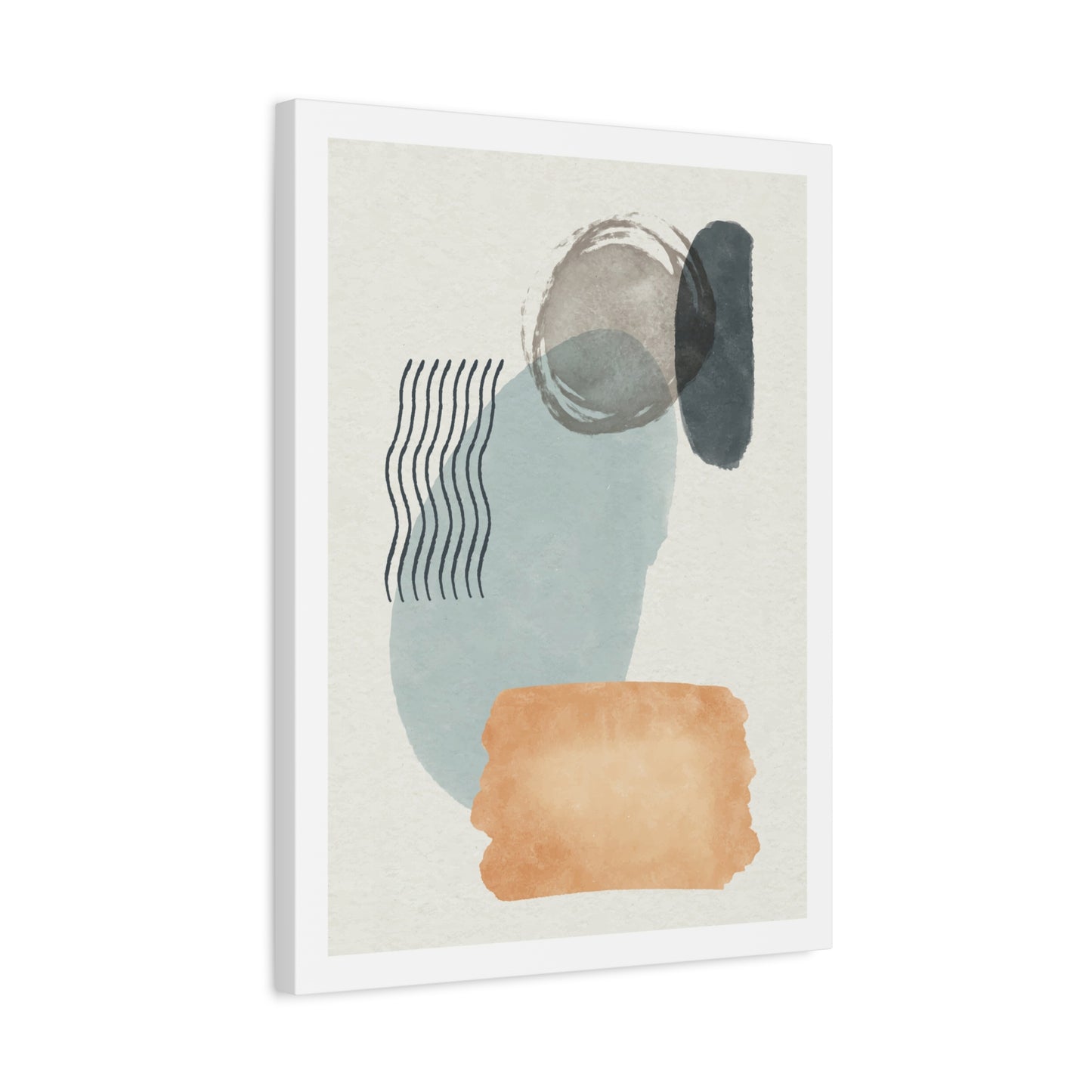 Blue Tone Watercolor Brush Art Set 1.2 - Matte Canvas Decor with Minimalist Leaf Design