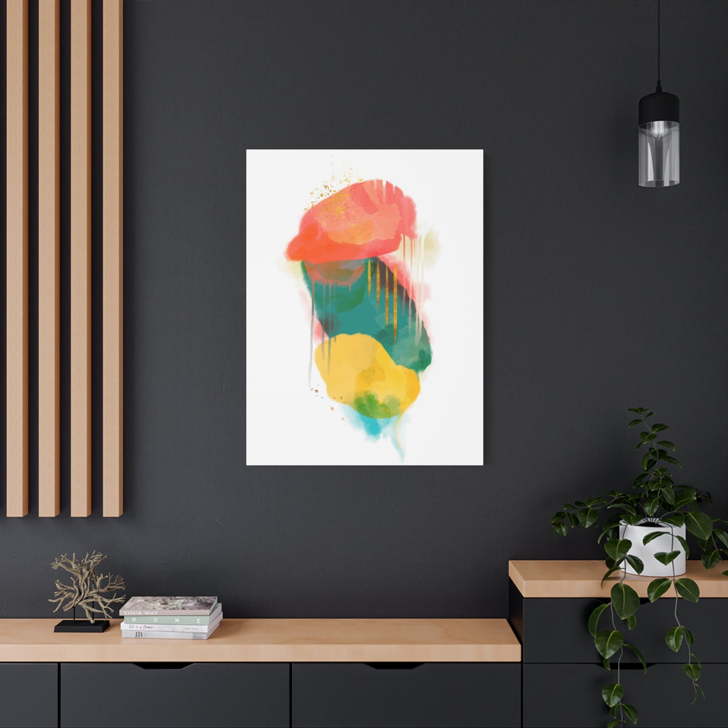 Watercolor Painting Set 1.1 - Matte Canvas Decor with Minimalist Leaf Design