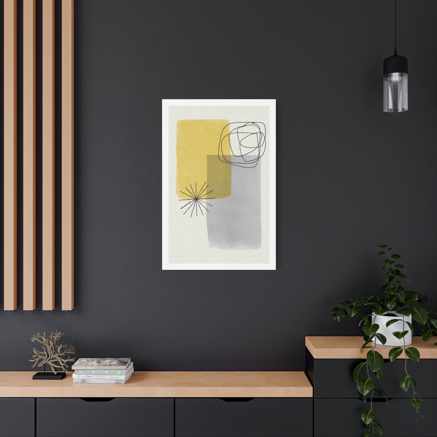 Gold Watercolor Wall Art Set 1.3 - Matte Canvas Decor with Minimalist Leaf Design