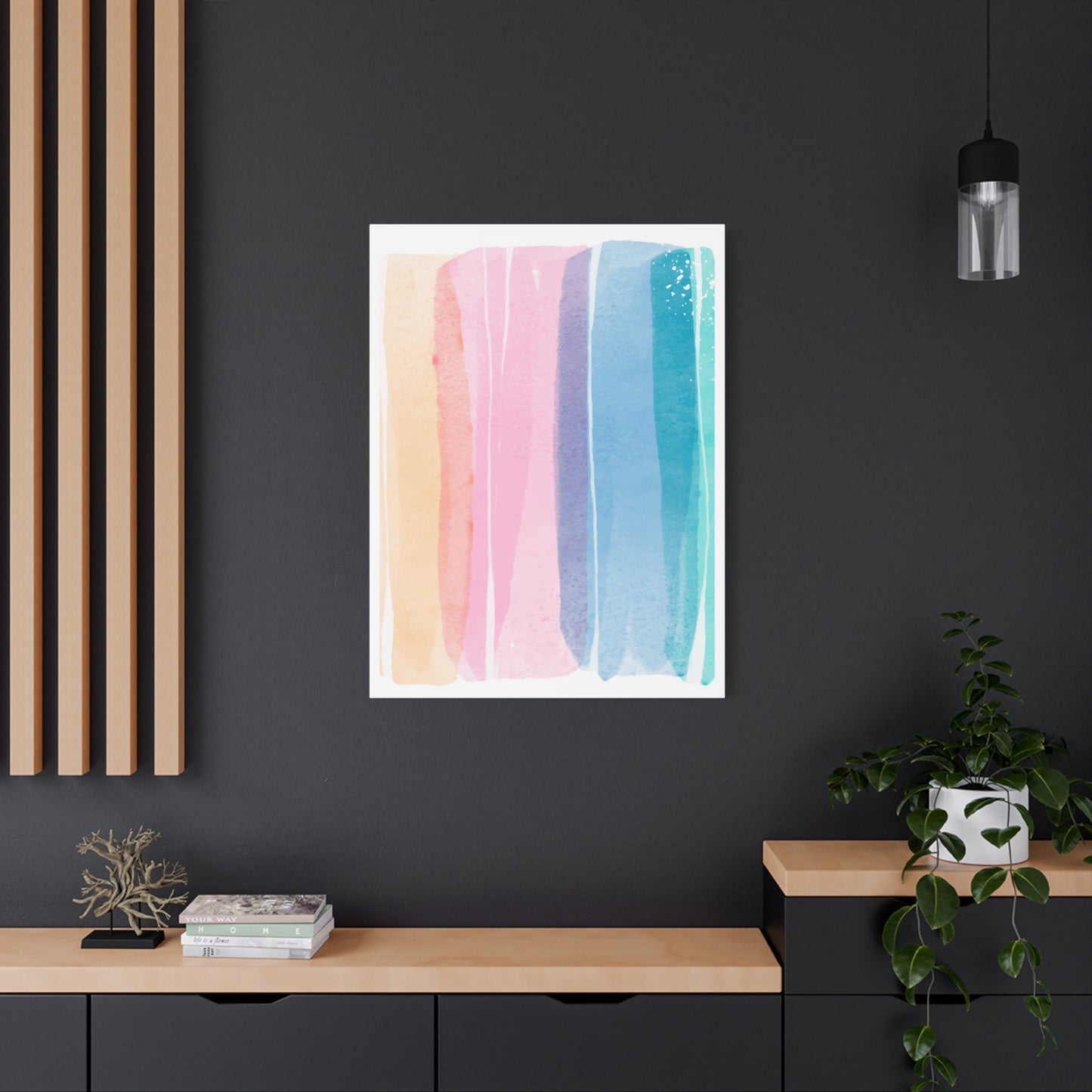 Soft Watercolor Color Set 1.3- Matte Canvas Decor with Minimalist Leaf Design