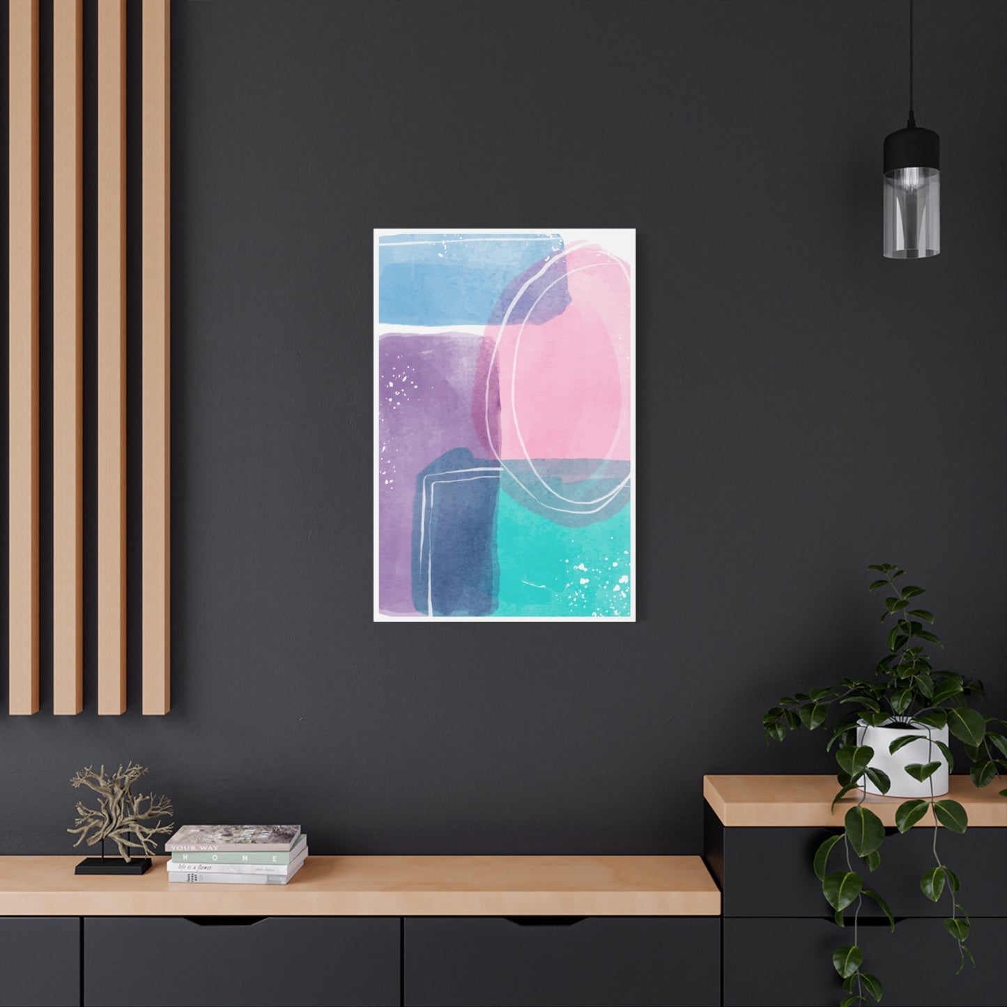 Soft Watercolor Color Art Set 1.2 - Matte Canvas Decor with Minimalist Leaf Design
