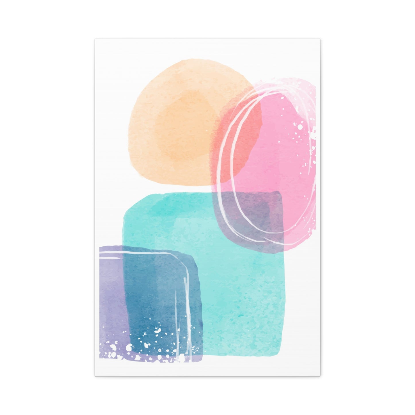 Soft Watercolor Color Set 1.1 - Matte Canvas Decor with Minimalist Leaf Design