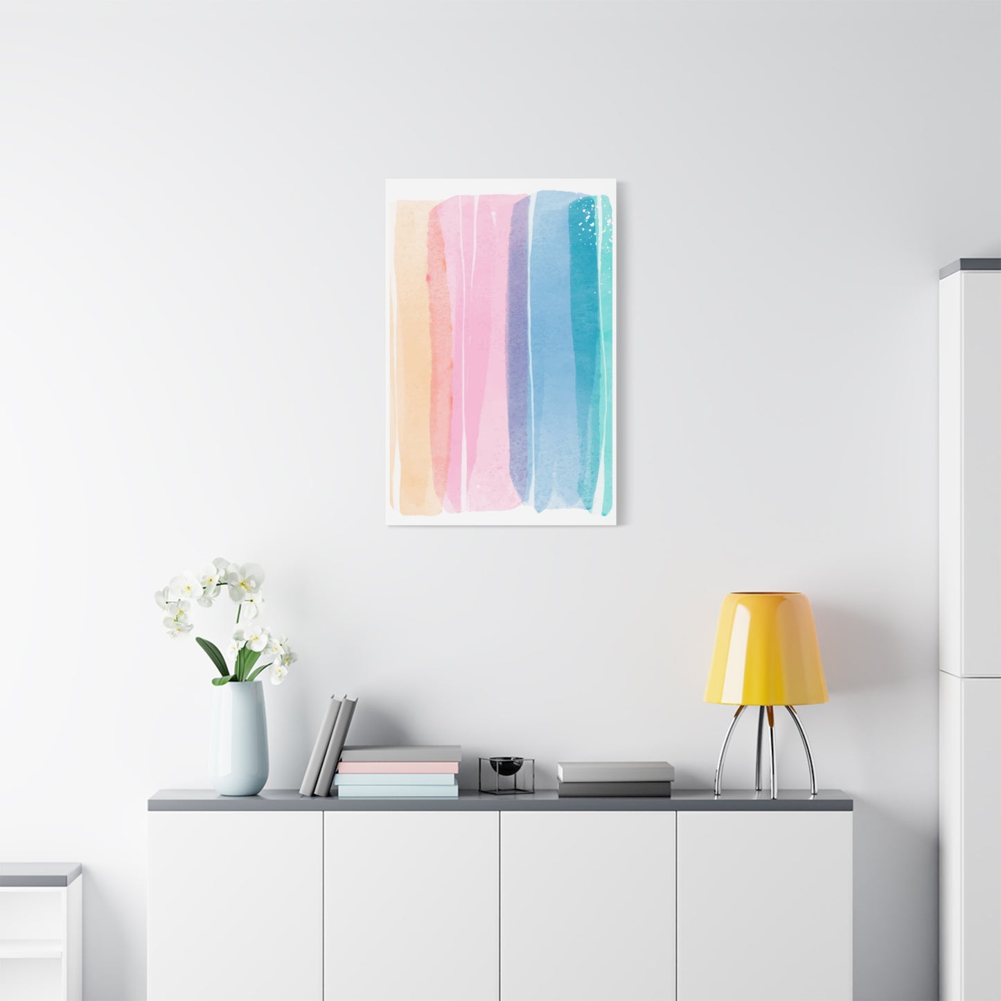 Soft Watercolor Color Set 1.3- Matte Canvas Decor with Minimalist Leaf Design