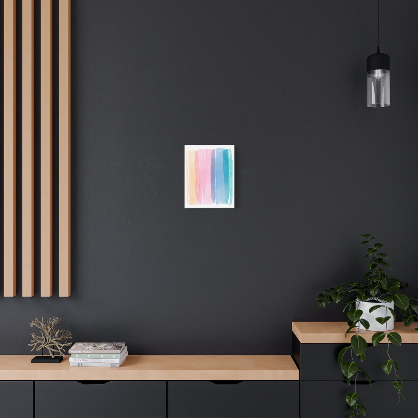 Soft Watercolor Color Set 1.3- Matte Canvas Decor with Minimalist Leaf Design