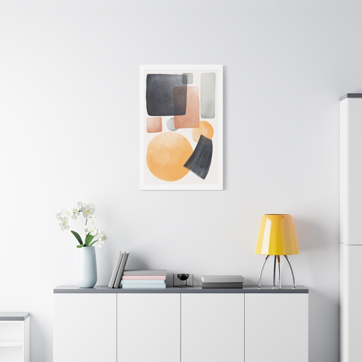 Minimal Watercolor Brush Art Set 1.1 - Matte Canvas Decor with Minimalist Leaf Design