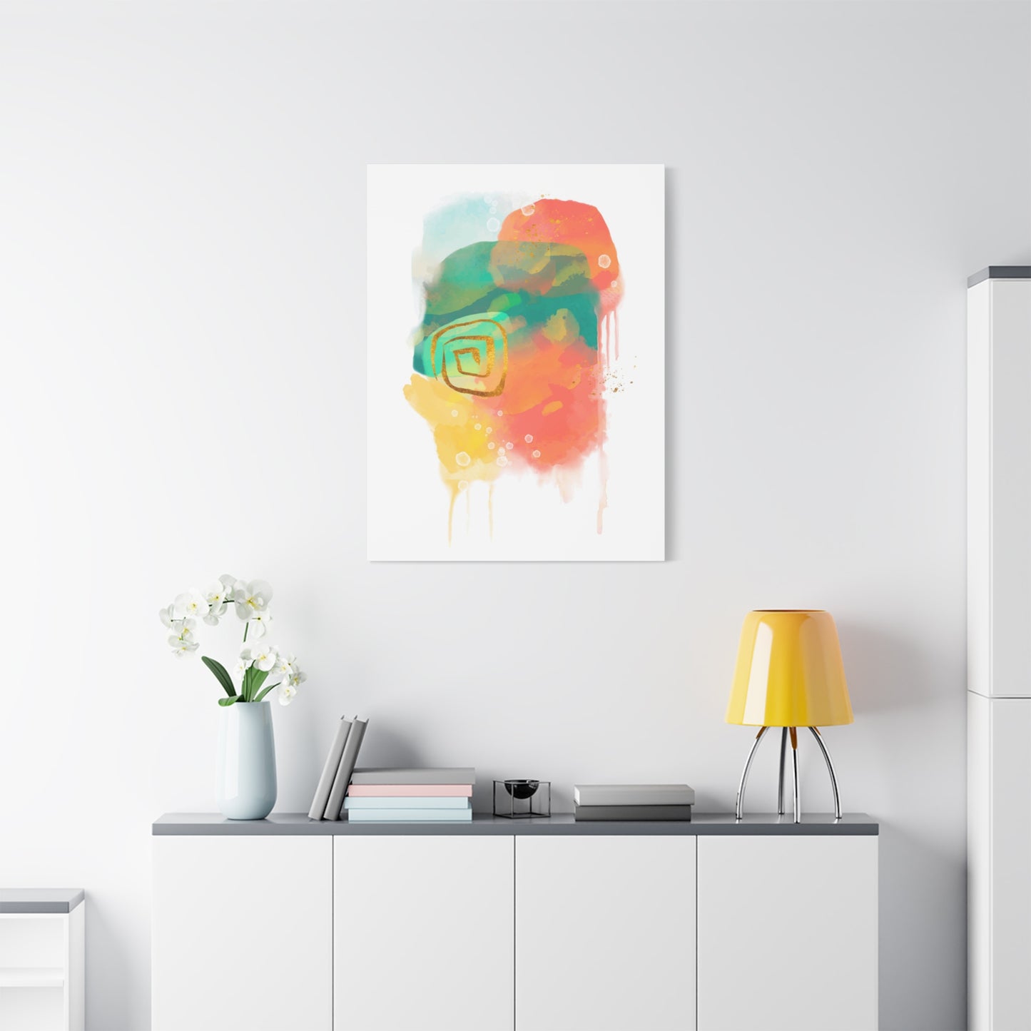 Watercolor Painting Set 1.2 - Matte Canvas Decor with Minimalist Leaf Design