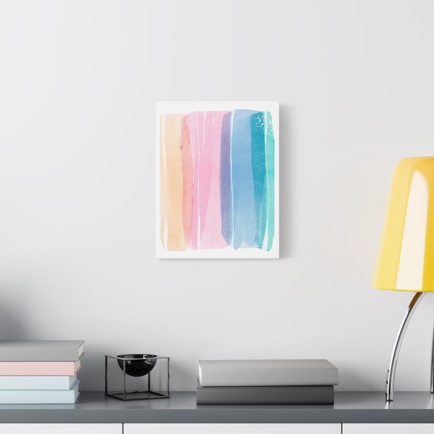 Soft Watercolor Color Set 1.3- Matte Canvas Decor with Minimalist Leaf Design