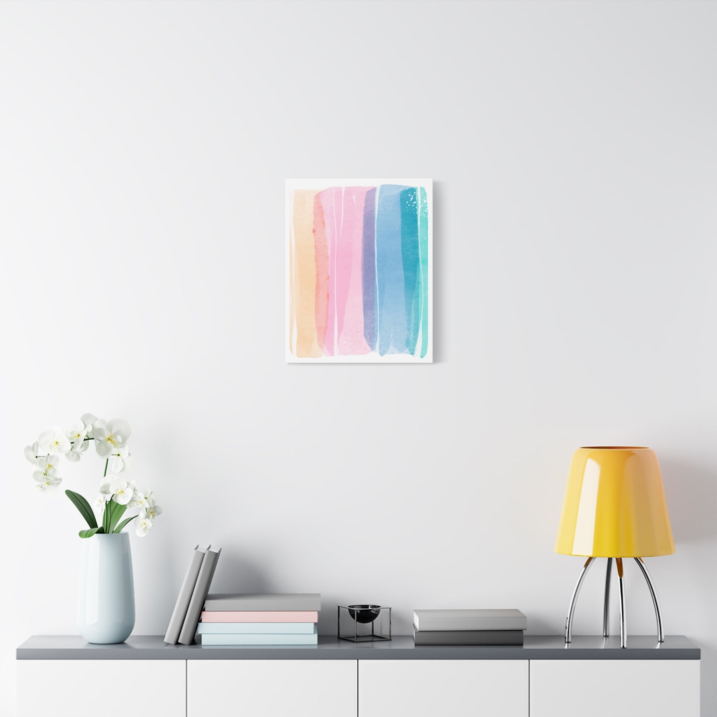 Soft Watercolor Color Set 1.3- Matte Canvas Decor with Minimalist Leaf Design