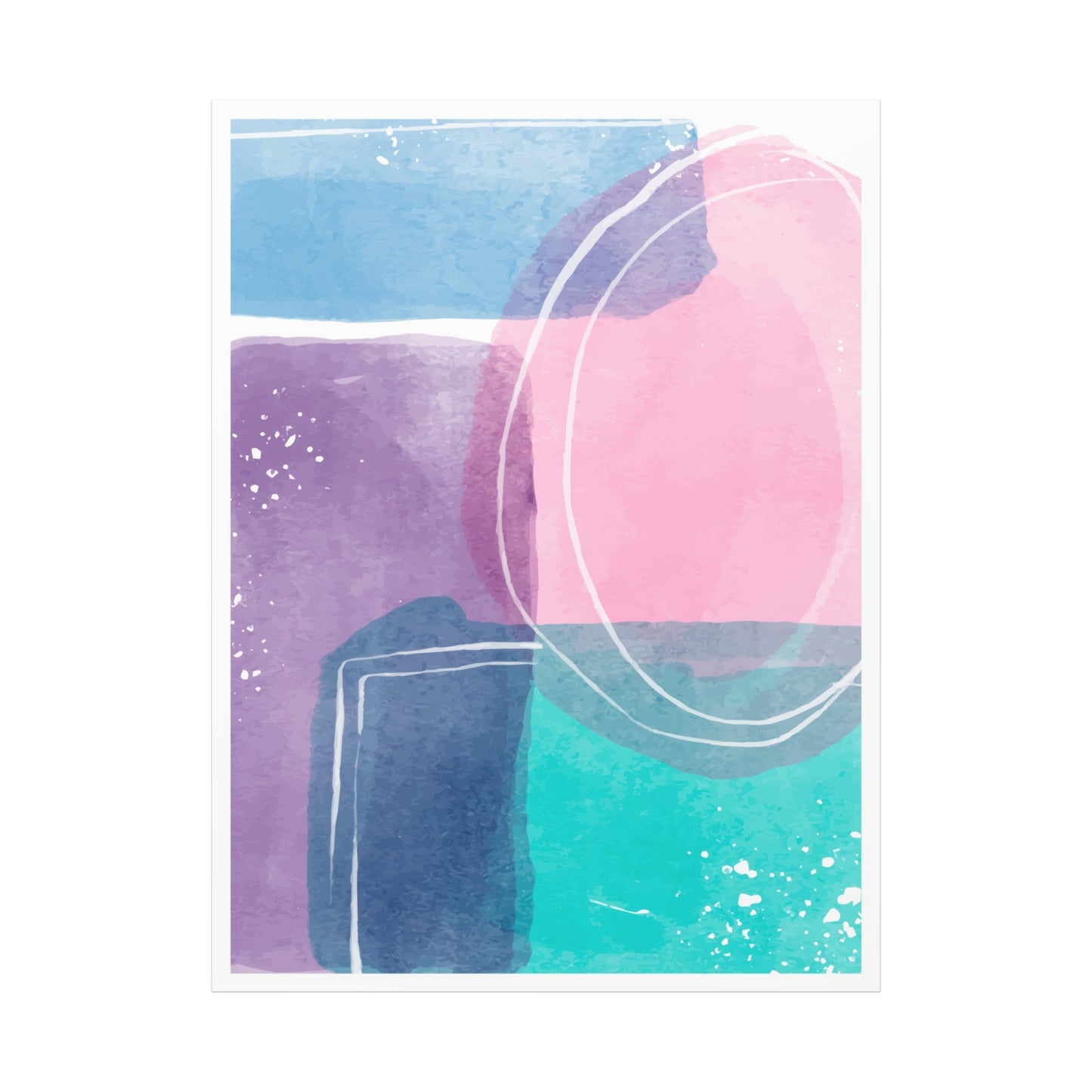 Soft Watercolor Color Art Set 1.2 - Matte Canvas Decor with Minimalist Leaf Design