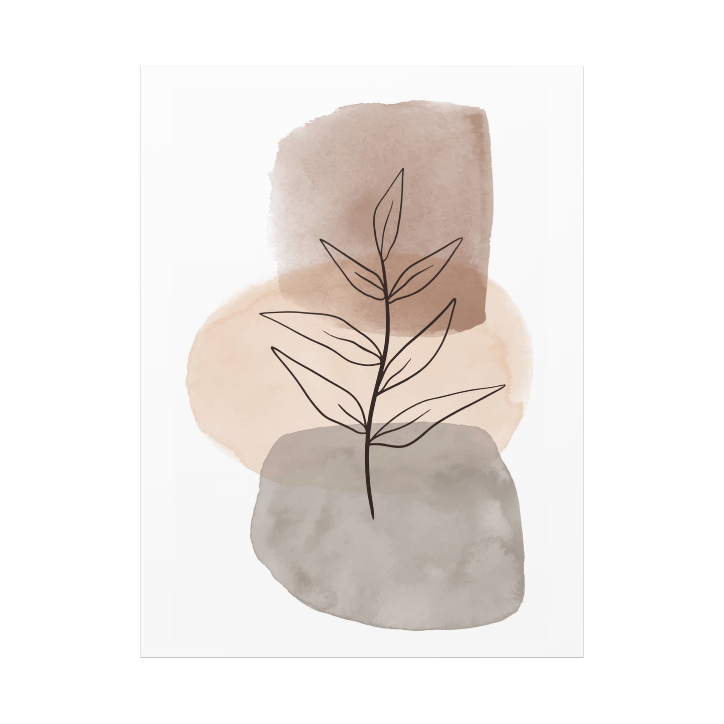 Brown Modern Botanical Wall Art Set 1.3 - Matte Canvas Decor with Minimalist Leaf Design
