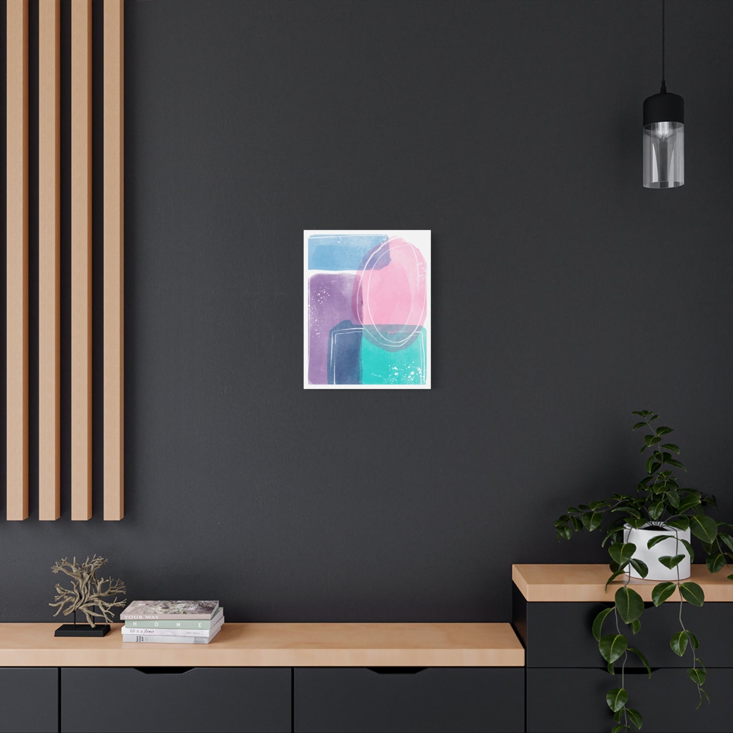 Soft Watercolor Color Art Set 1.2 - Matte Canvas Decor with Minimalist Leaf Design