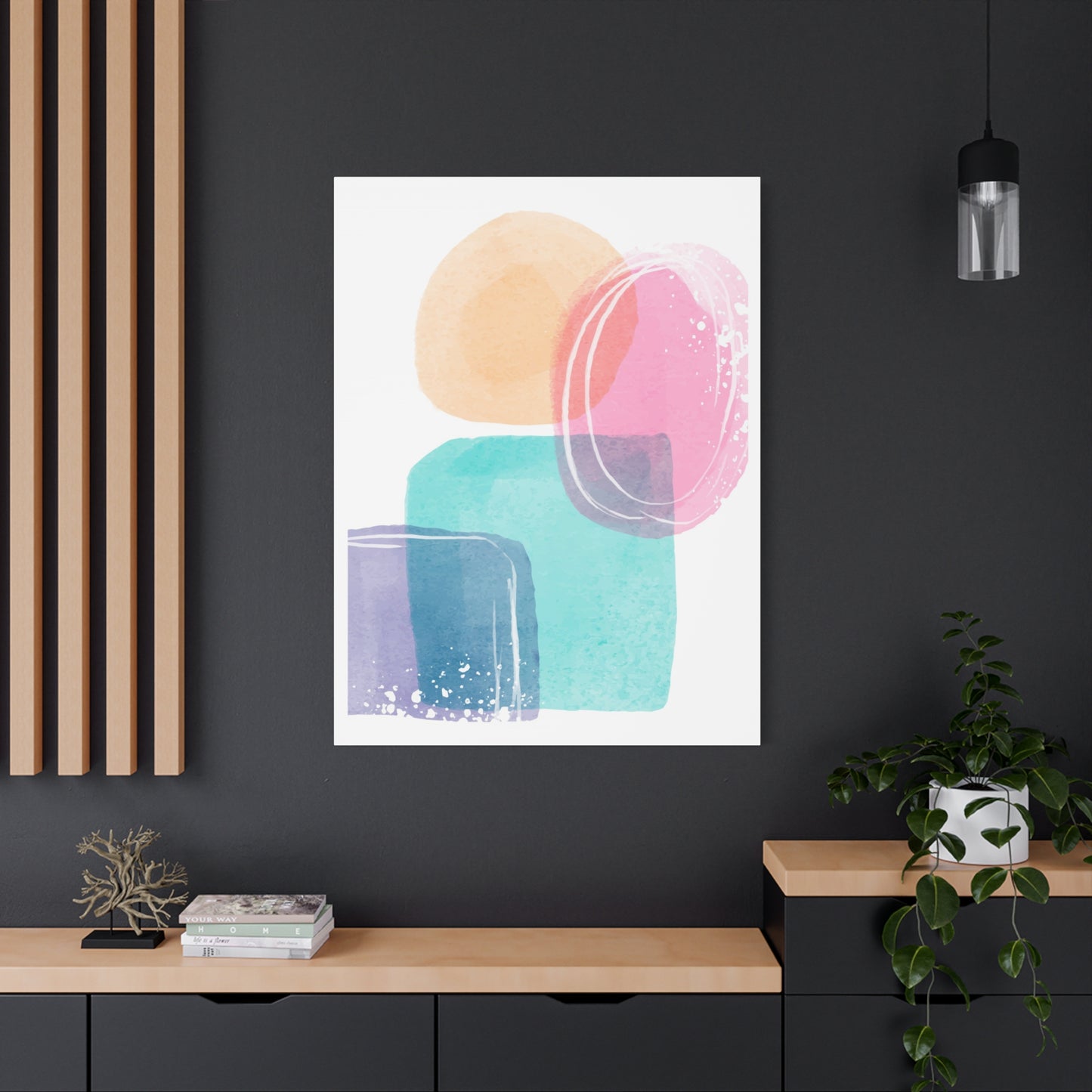 Soft Watercolor Color Set 1.1 - Matte Canvas Decor with Minimalist Leaf Design