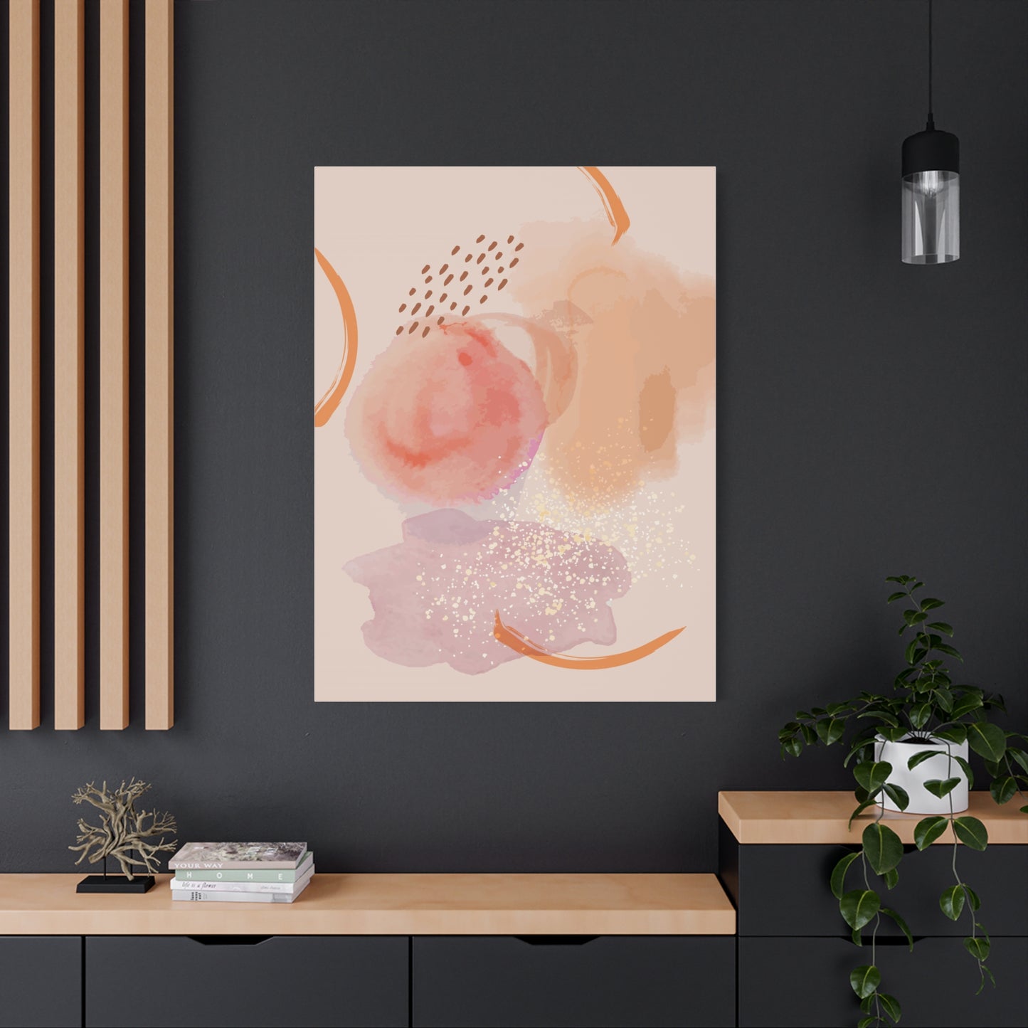 Sunlit Spark Art Set 1.2 - Matte Canvas Decor with Minimalist Leaf Design