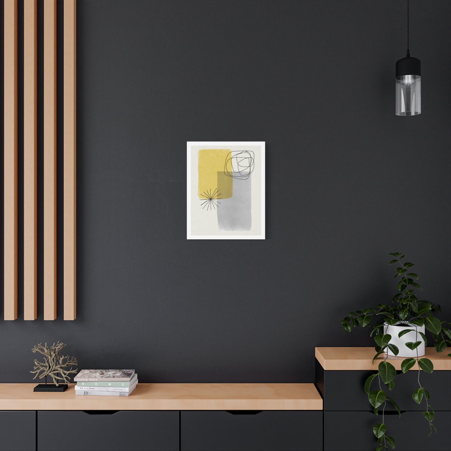 Gold Watercolor Wall Art Set 1.3 - Matte Canvas Decor with Minimalist Leaf Design