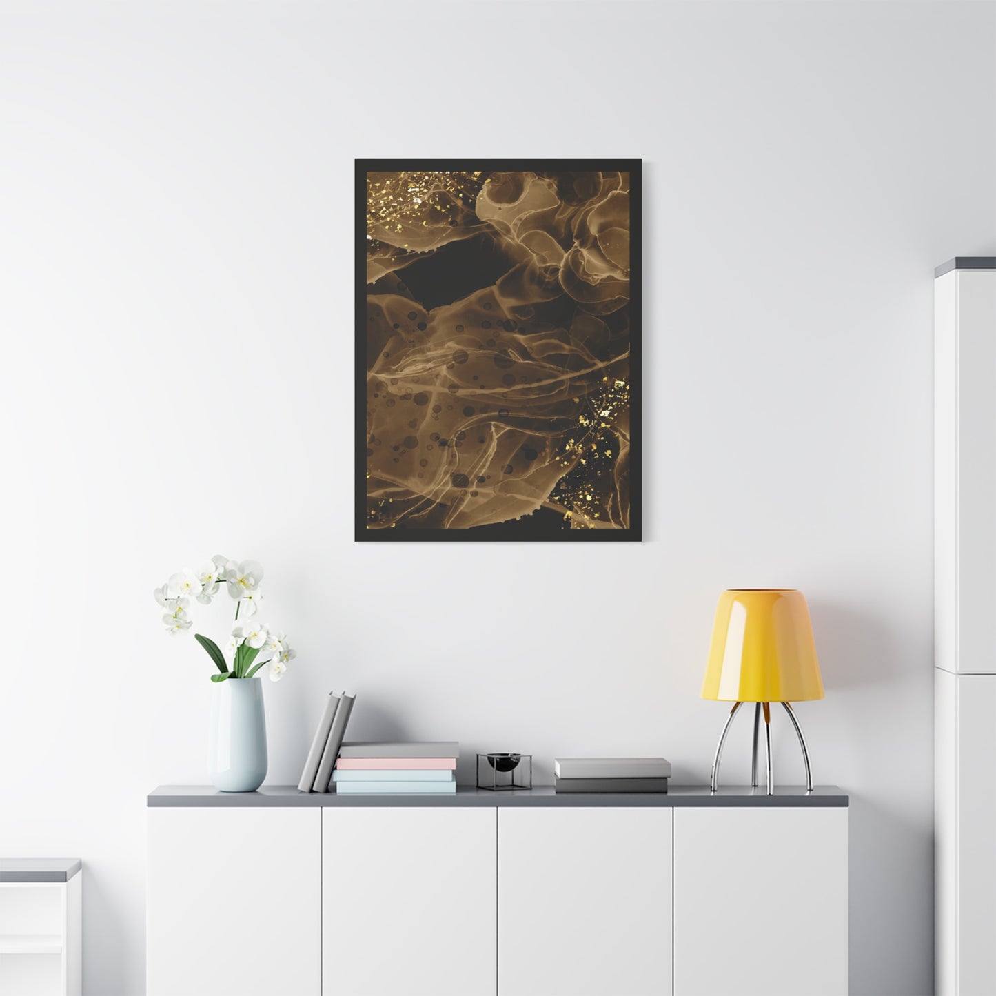 Gold Dust Art Set 1.2 - Matte Canvas Decor with Minimalist Leaf Design