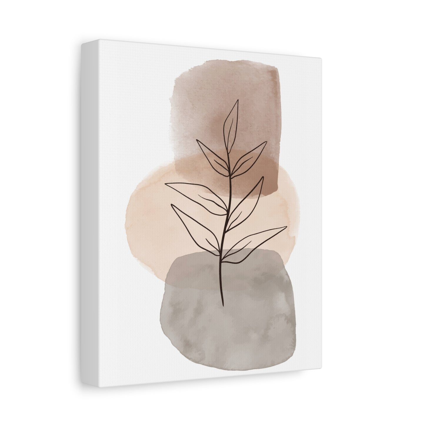 Brown Modern Botanical Wall Art Set 1.3 - Matte Canvas Decor with Minimalist Leaf Design