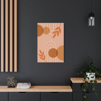 Abstract Terracotta Botanical Art Set 1.2 - Matte Canvas Decor with Minimalist Leaf Design