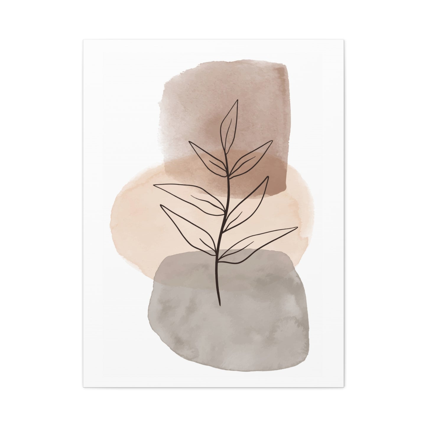 Brown Modern Botanical Wall Art Set 1.3 - Matte Canvas Decor with Minimalist Leaf Design