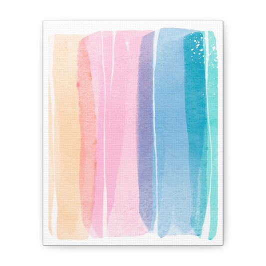 Soft Watercolor Color Set 1.3- Matte Canvas Decor with Minimalist Leaf Design