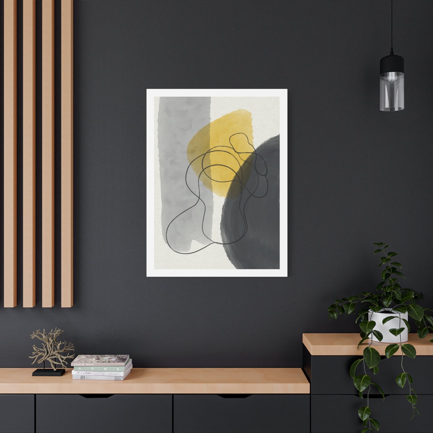 Gold Watercolor Wall Art Set 1.2 - Matte Canvas Decor with Minimalist Leaf Design