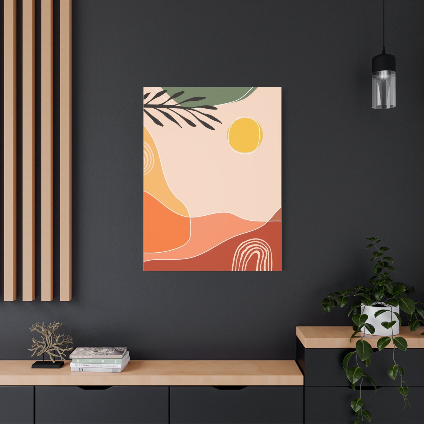 Sunway Minimal Art Set 1.2 - Matte Canvas Decor with Minimalist Leaf Design