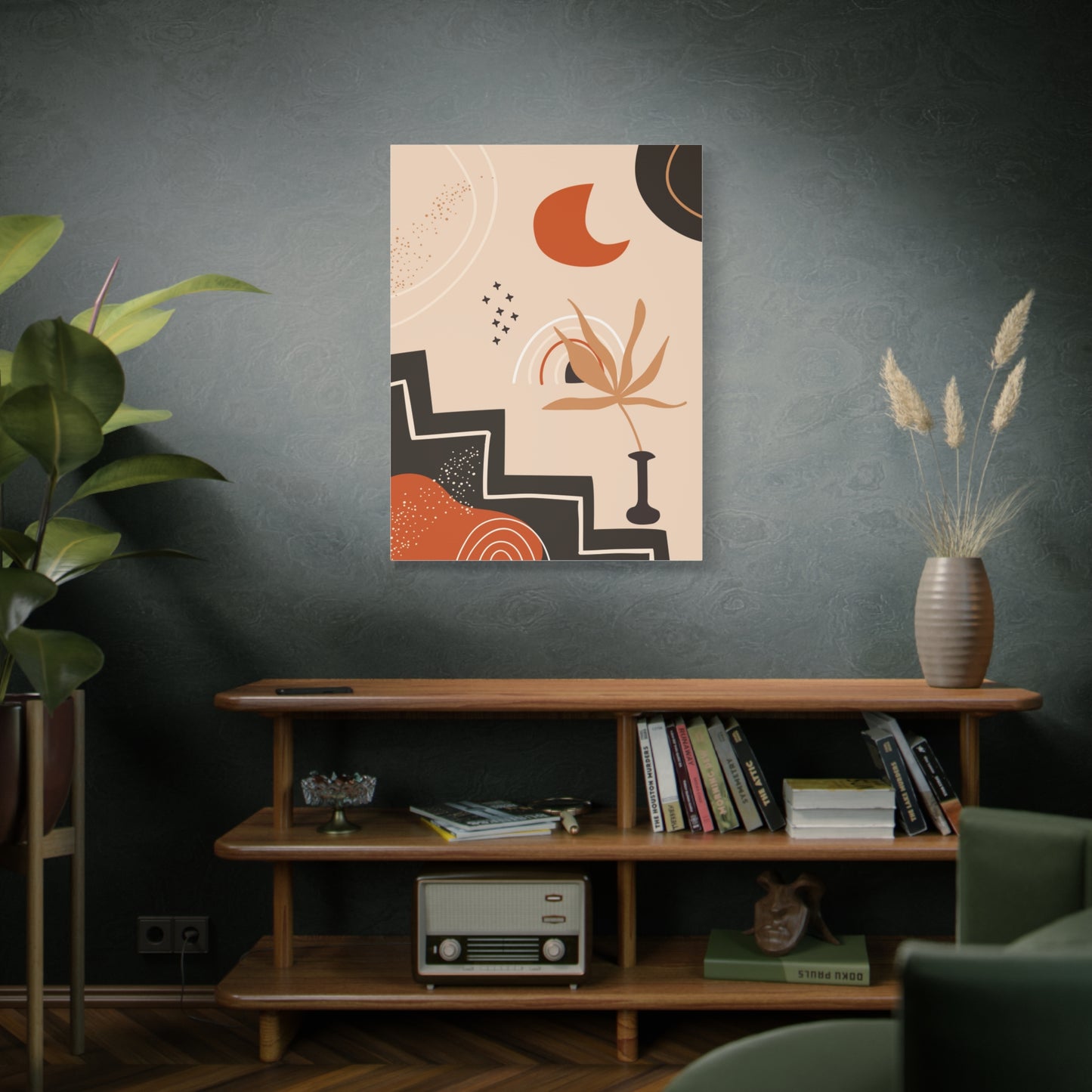 Boheme Luna  Art Set 1.2 - Matte Canvas Decor with Minimalist Leaf Design