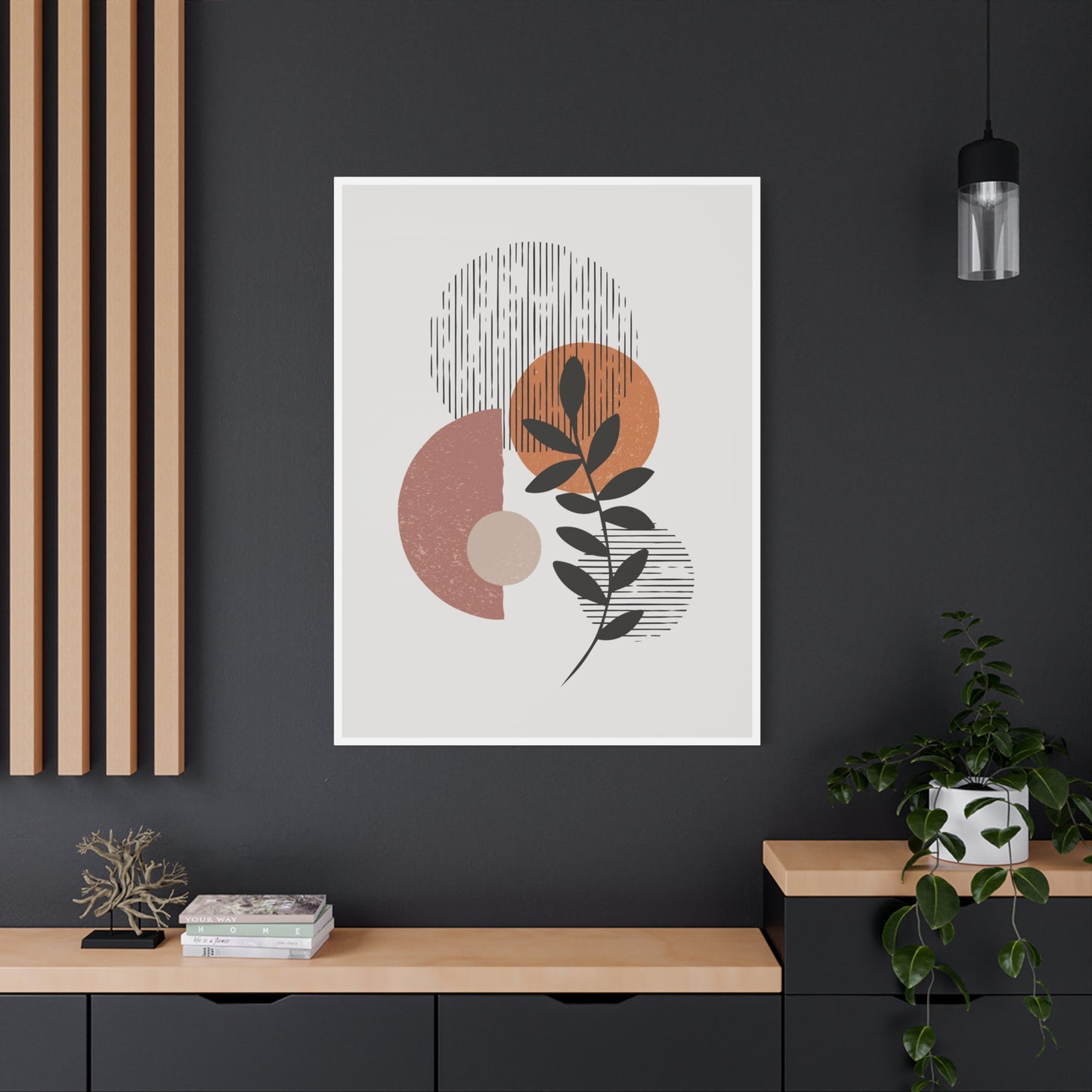 Orange Tone Flower Art Set 1.1 - Matte Canvas Decor with Minimalist Leaf Design