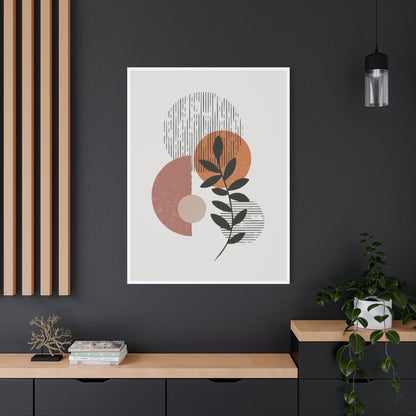 Orange Tone Flower Art Set 1.1 - Matte Canvas Decor with Minimalist Leaf Design