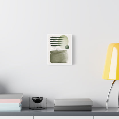 Olive Green Art Set 1.1 - Matte Canvas Decor with Minimalist Leaf Design
