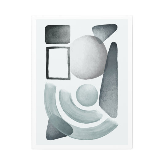 Ocean Depths Watercolor Art Set 1.1 - Matte Canvas Decor with Minimalist Leaf Design