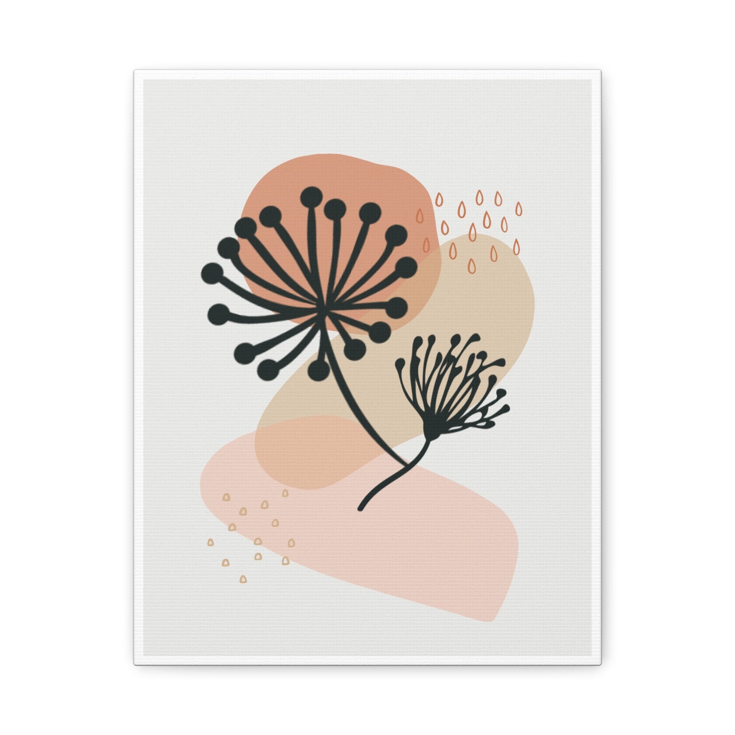 Pink Minimal  Flower Art Set 1.1 - Matte Canvas Decor with Minimalist Leaf Design