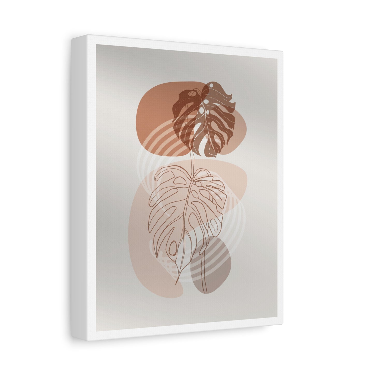 Brown Leaf Wall Painting Set 1.2 - Matte Canvas Decor with Minimalist Leaf Design