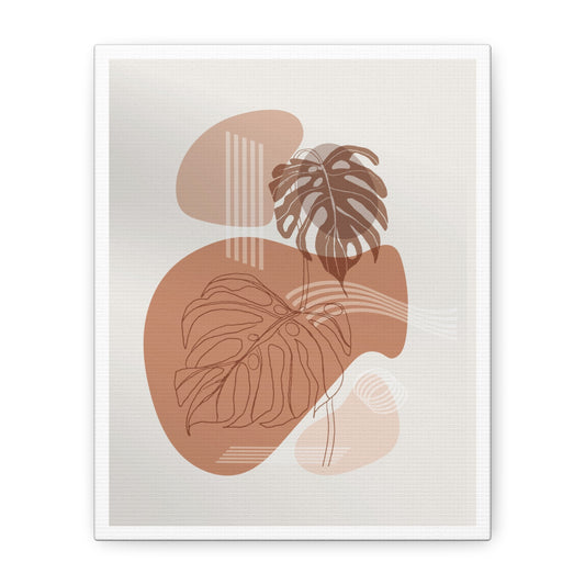 Brown Leaf Wall Painting Set 1.3 - Matte Canvas Decor with Minimalist Leaf Design
