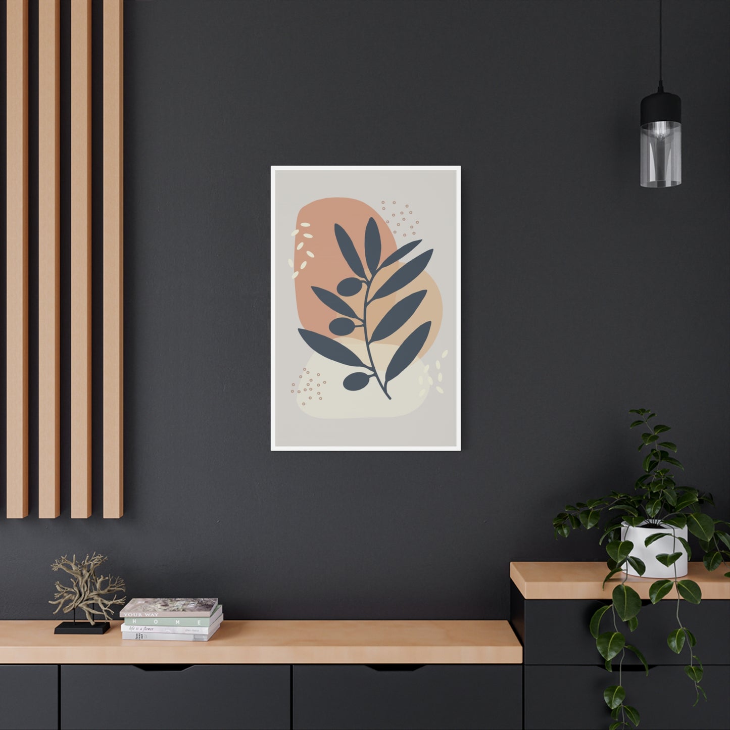 Pink Minimal  Flower Art Set 1.3 - Matte Canvas Decor with Minimalist Leaf Design