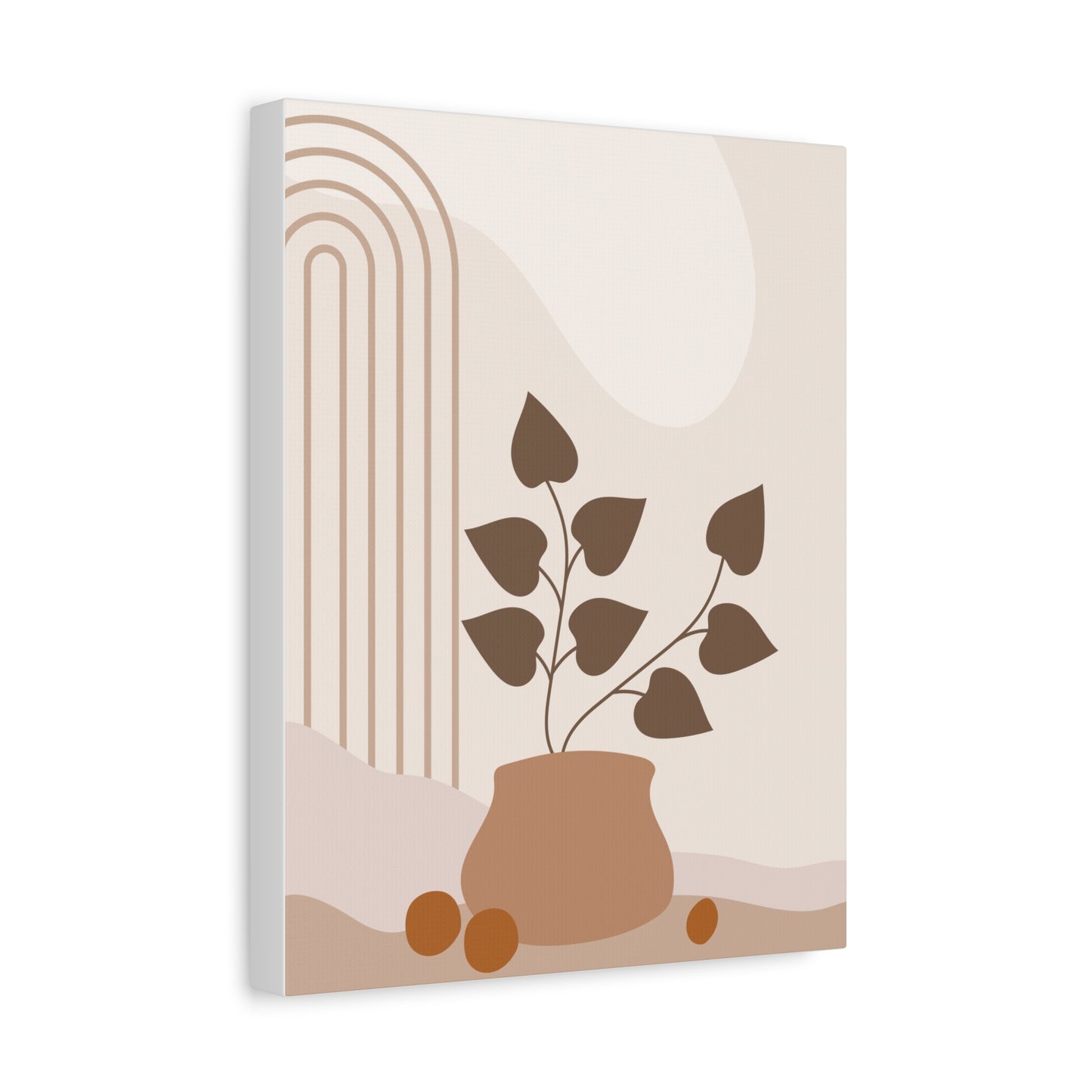 Brown View Wall Art Set 1.3 - Matte Canvas Decor with Minimalist Leaf Design