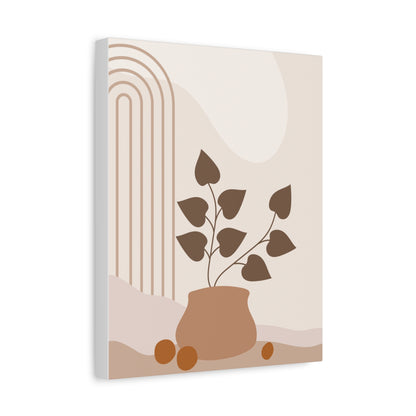 Brown View Wall Art Set 1.3 - Matte Canvas Decor with Minimalist Leaf Design