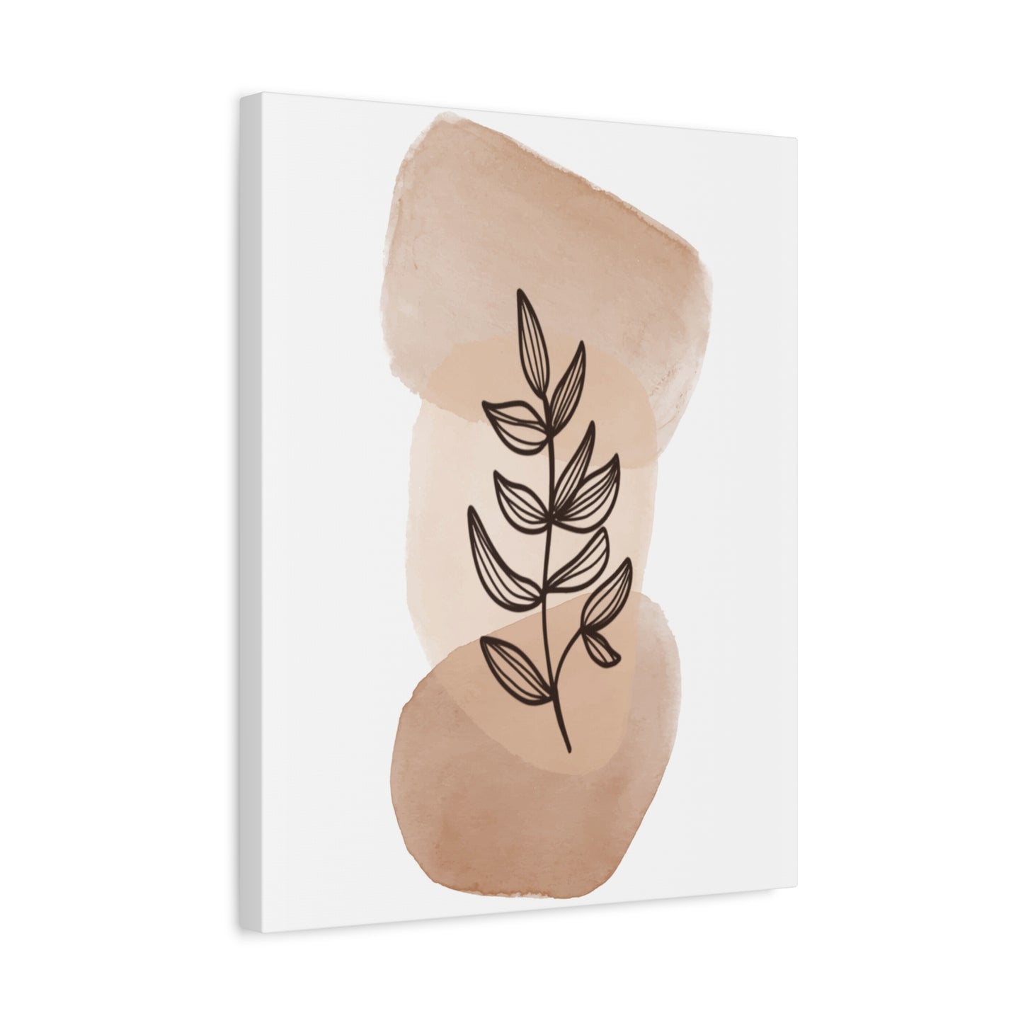 Brown Modern Botanical Wall Art Set 1.1- Matte Canvas Decor with Minimalist Leaf Design