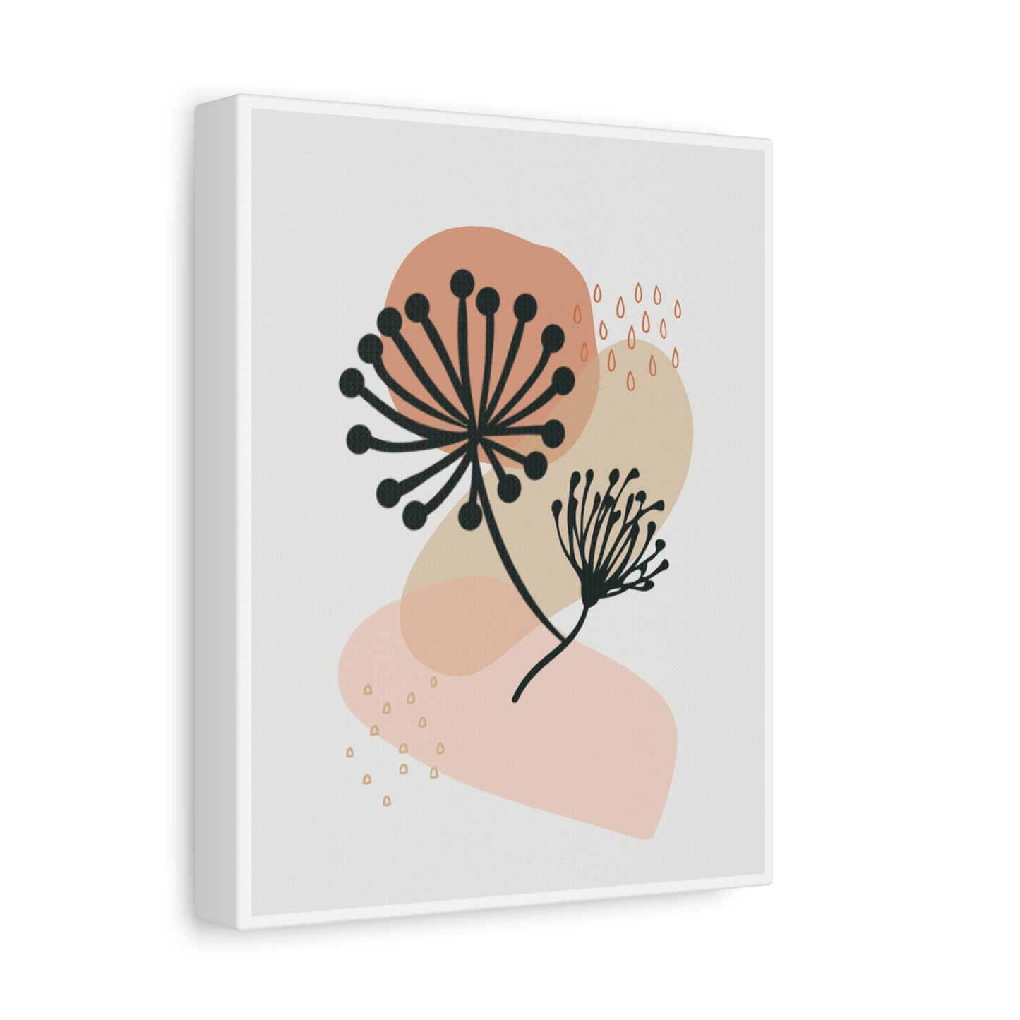 Pink Minimal  Flower Art Set 1.1 - Matte Canvas Decor with Minimalist Leaf Design